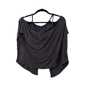 LAmade Womens Size Medium Black Spaghetti Strap Open Back Split Activewear Top